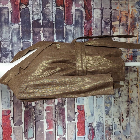 Dana Buchman Petite Brown Linen Jacket w/Gold Lurex - Picture 2 of 11